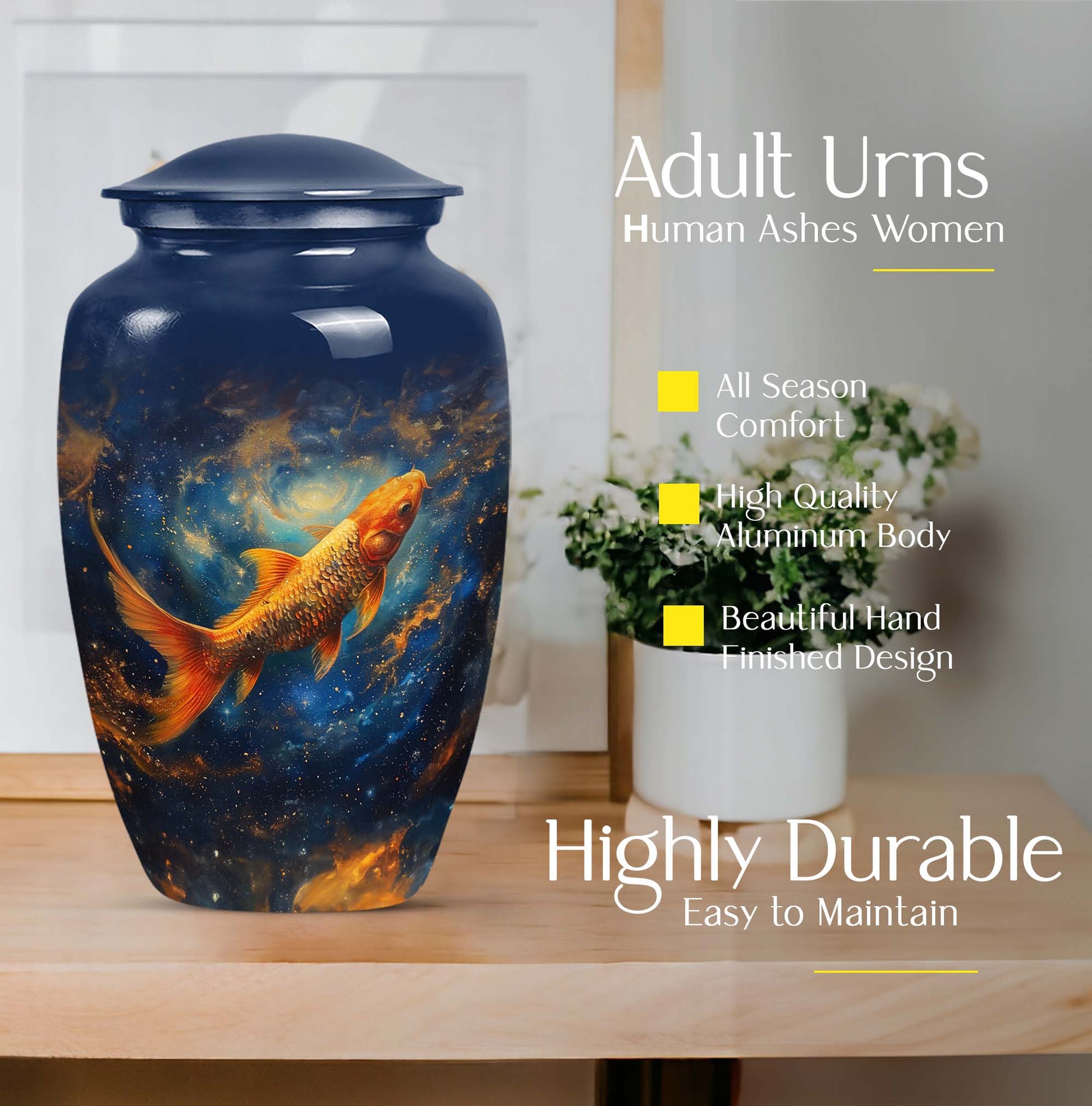 10 inch classic fish urn for human ashes.