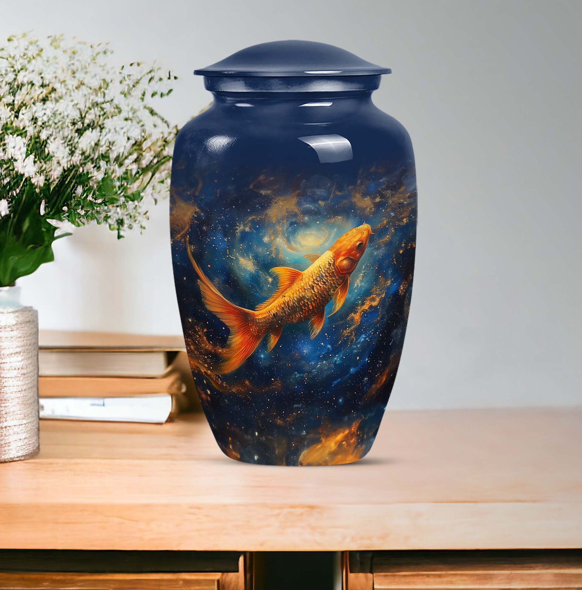 10 inch classic fish urn for human ashes.