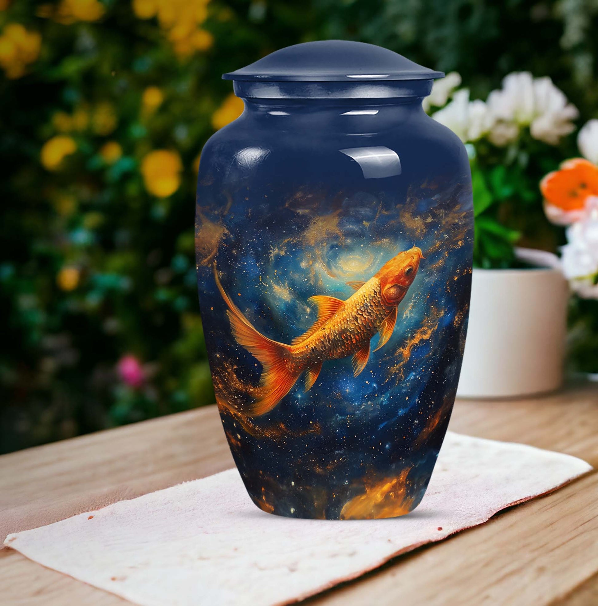 10 inch classic fish urn for human ashes.