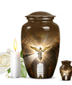 Classic catholic urn for adult human ashes, memorial urn