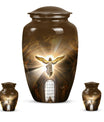 Classic catholic urn for adult human ashes, memorial urn