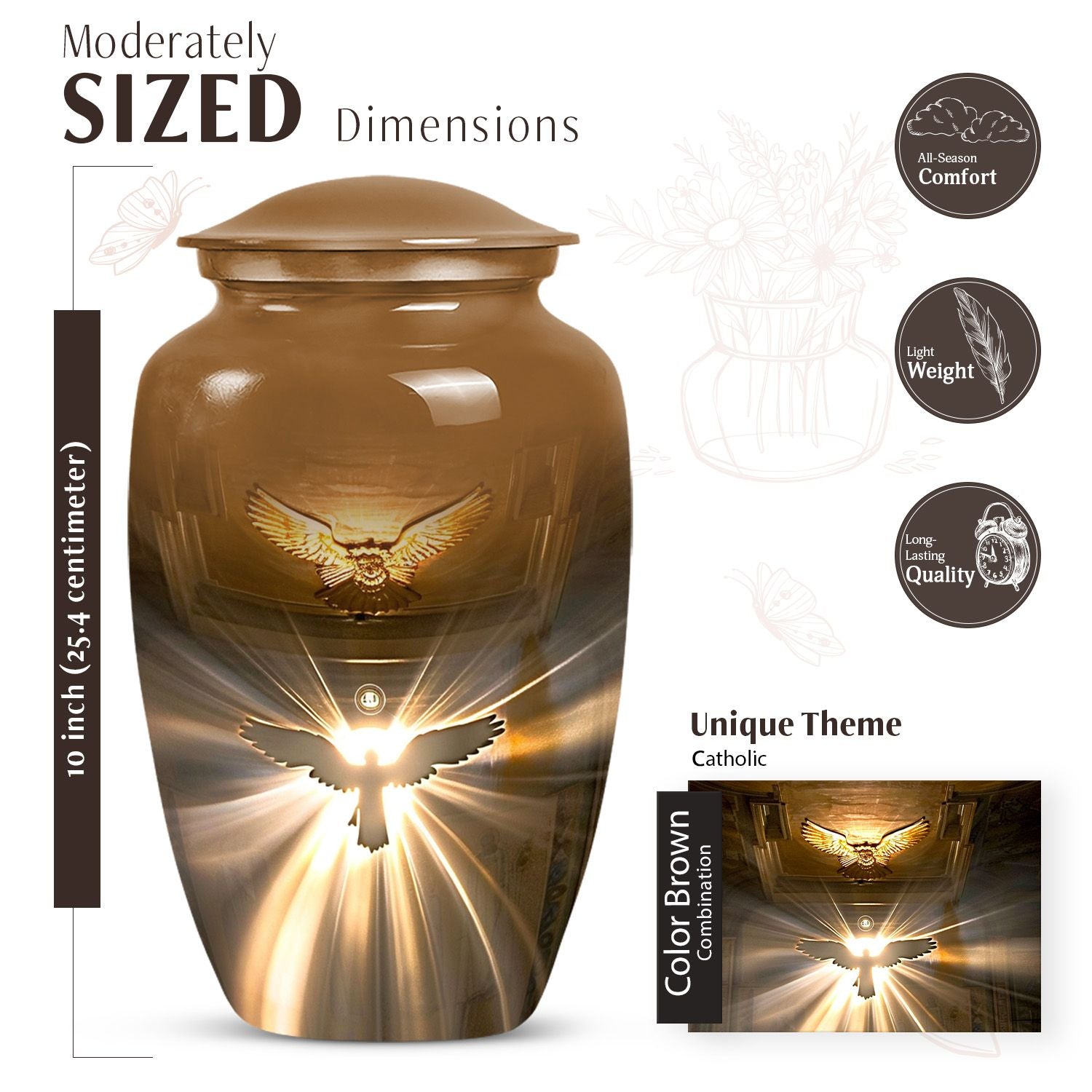  catholic urn for adult ashes, customizable 