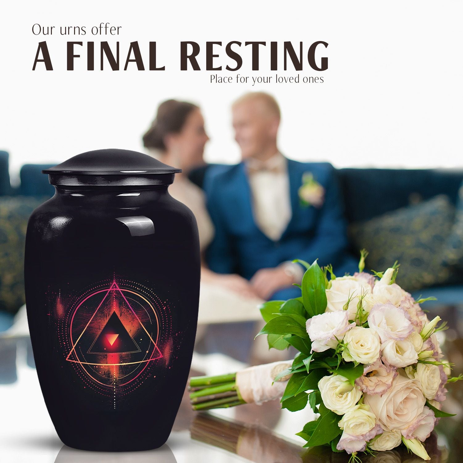 Classic 10-inch Catholic urn for dad's cremation,