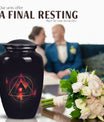 Classic 10-inch Catholic urn for dad's cremation,