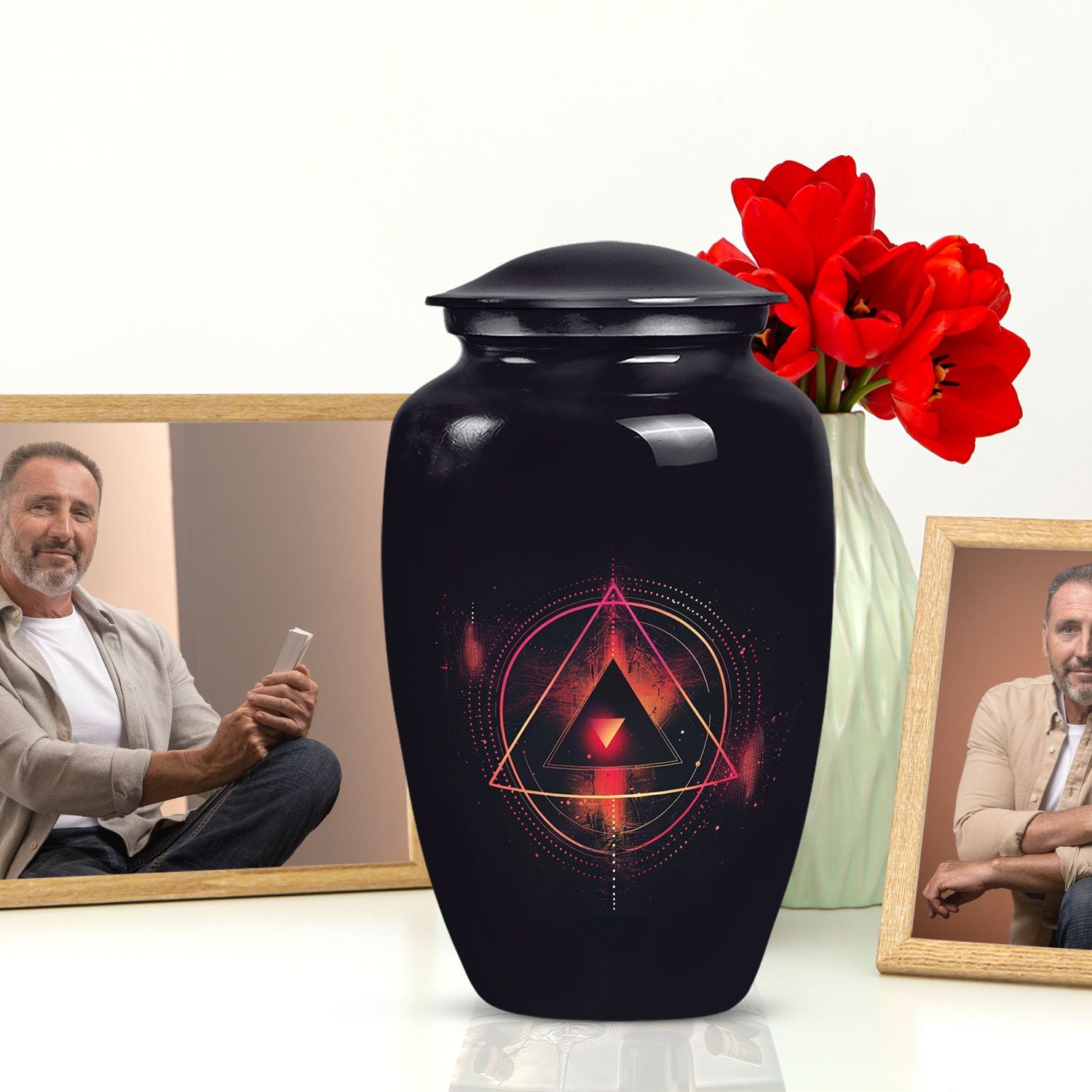 Classic 10-inch Catholic urn for dad's cremation,