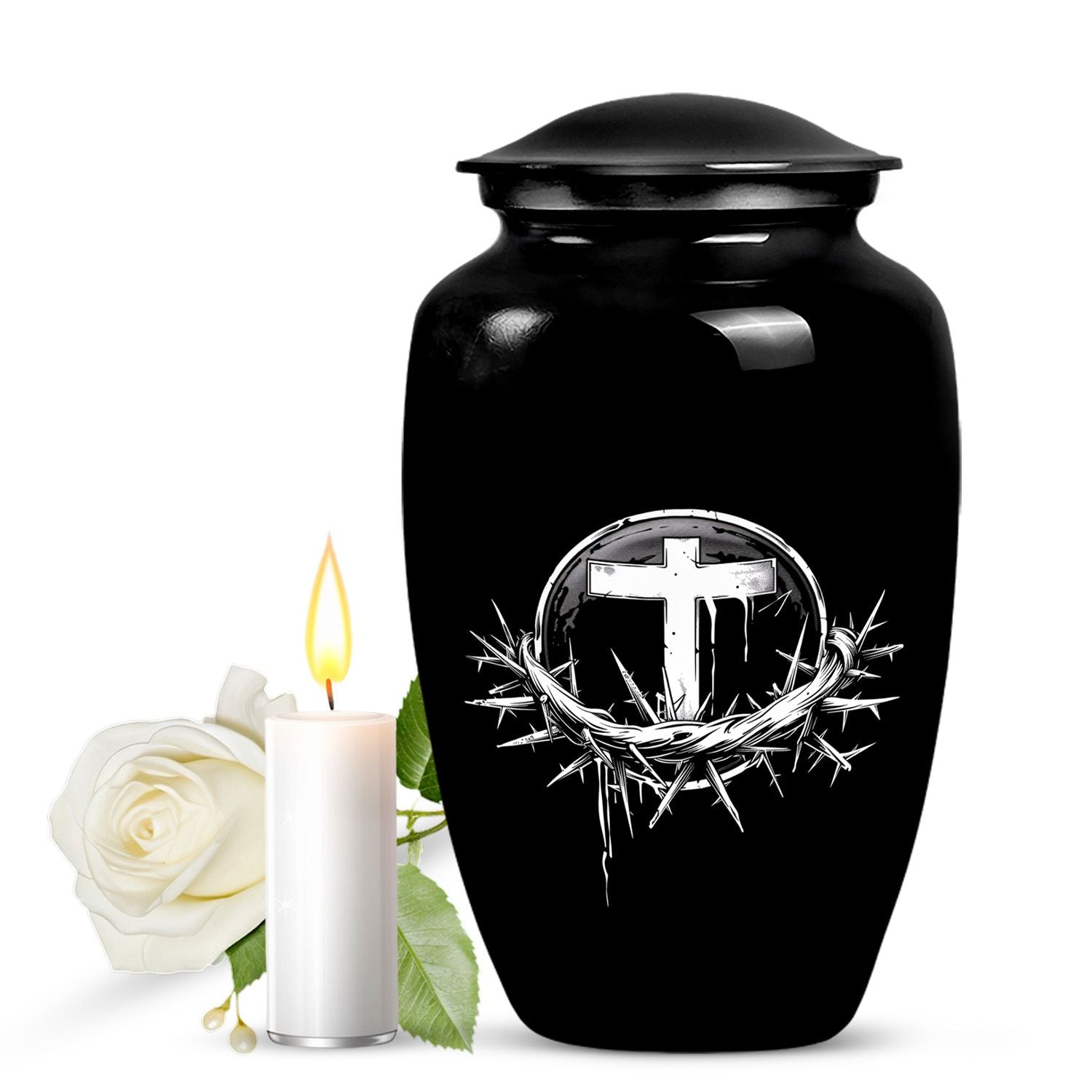 10 inch classic catholic urn made of aluminium, ideal