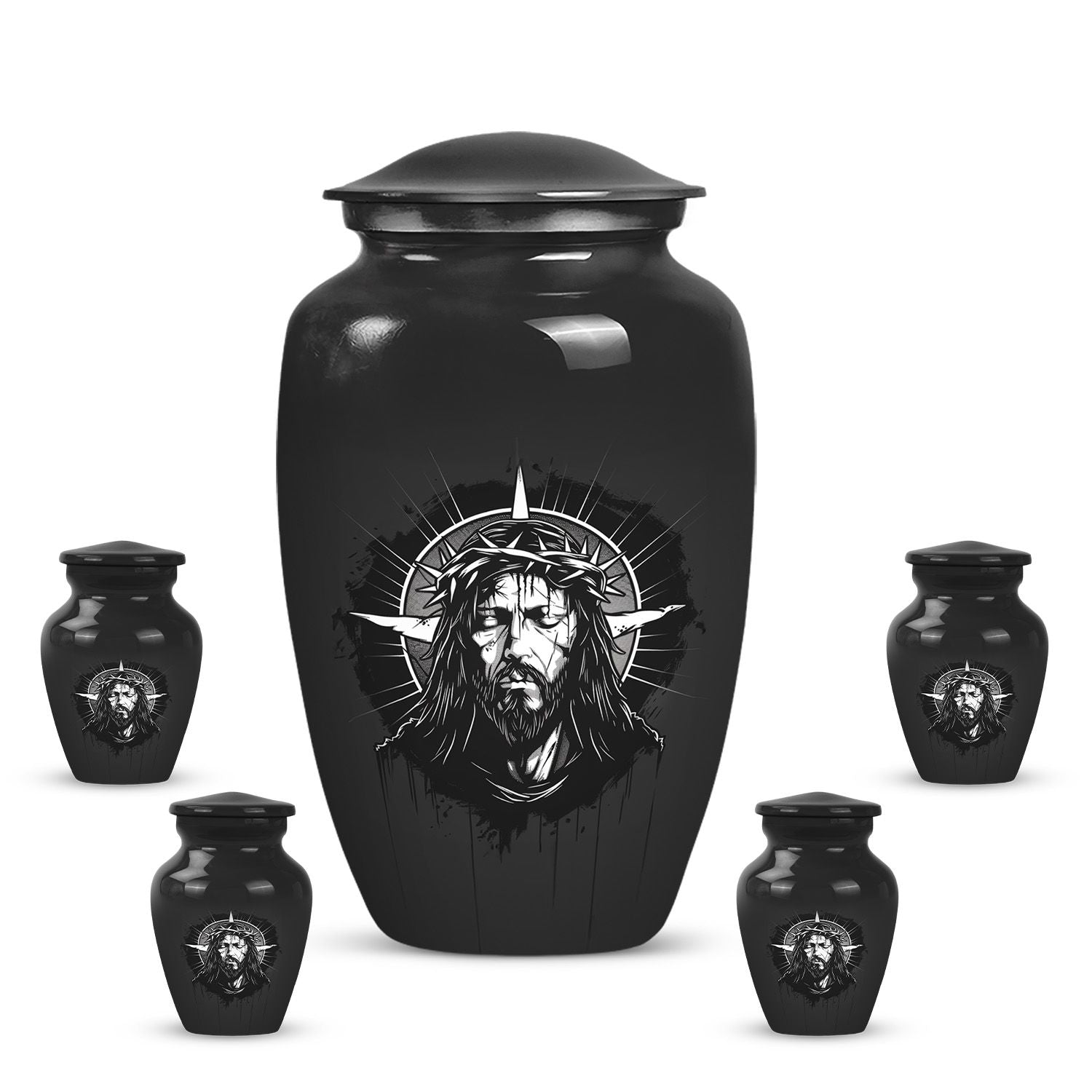 Classic 10-inch Catholic urn for funeral cremation ashes