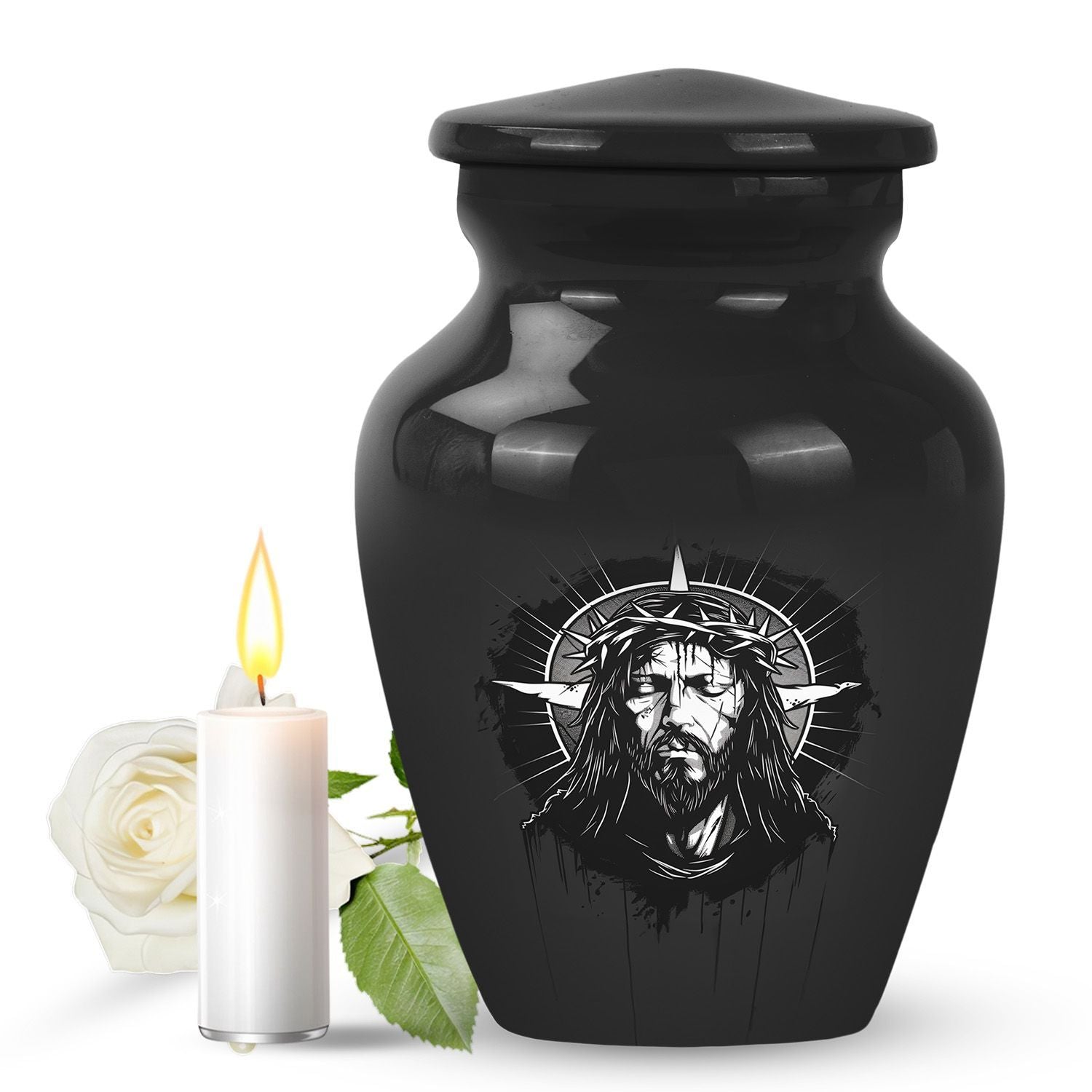 Classic 10-inch Catholic urn for funeral cremation ashes