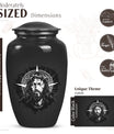 Classic 10-inch Catholic urn for funeral cremation ashes