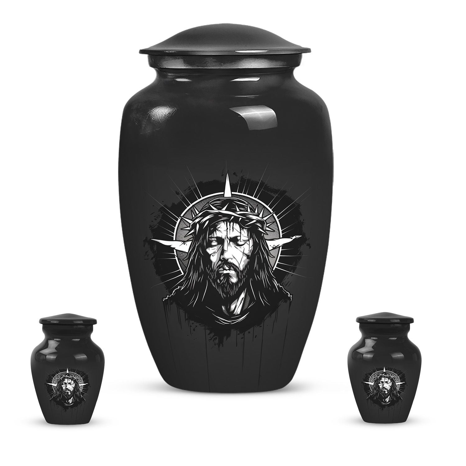 Classic 10-inch Catholic urn for funeral cremation ashes