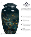 10-inch classic owl urn in abstract design.