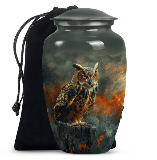 10-inch classic owl urn for men's ashes, included