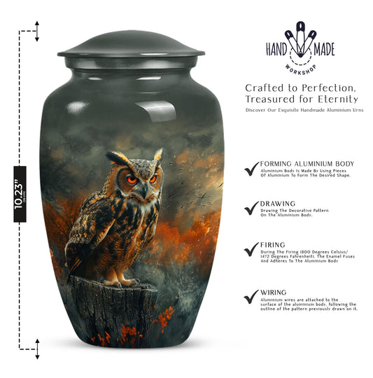 10-inch classic owl urn for men's ashes, included