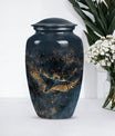  owl urn in abstract design, includes velvet pouch 