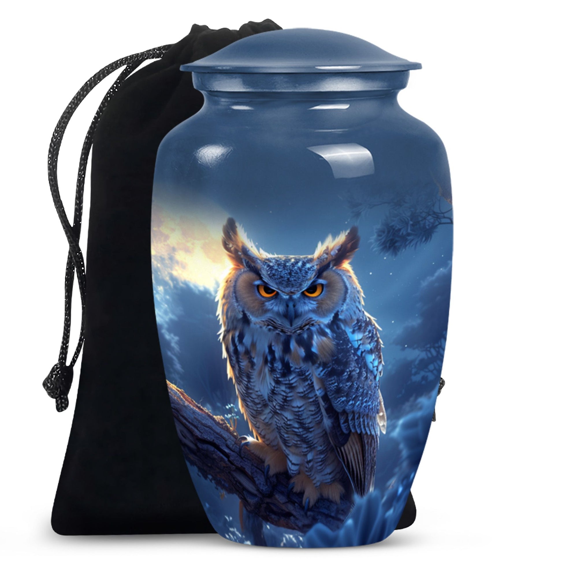 10 inch classic owl urn made of aluminium,.