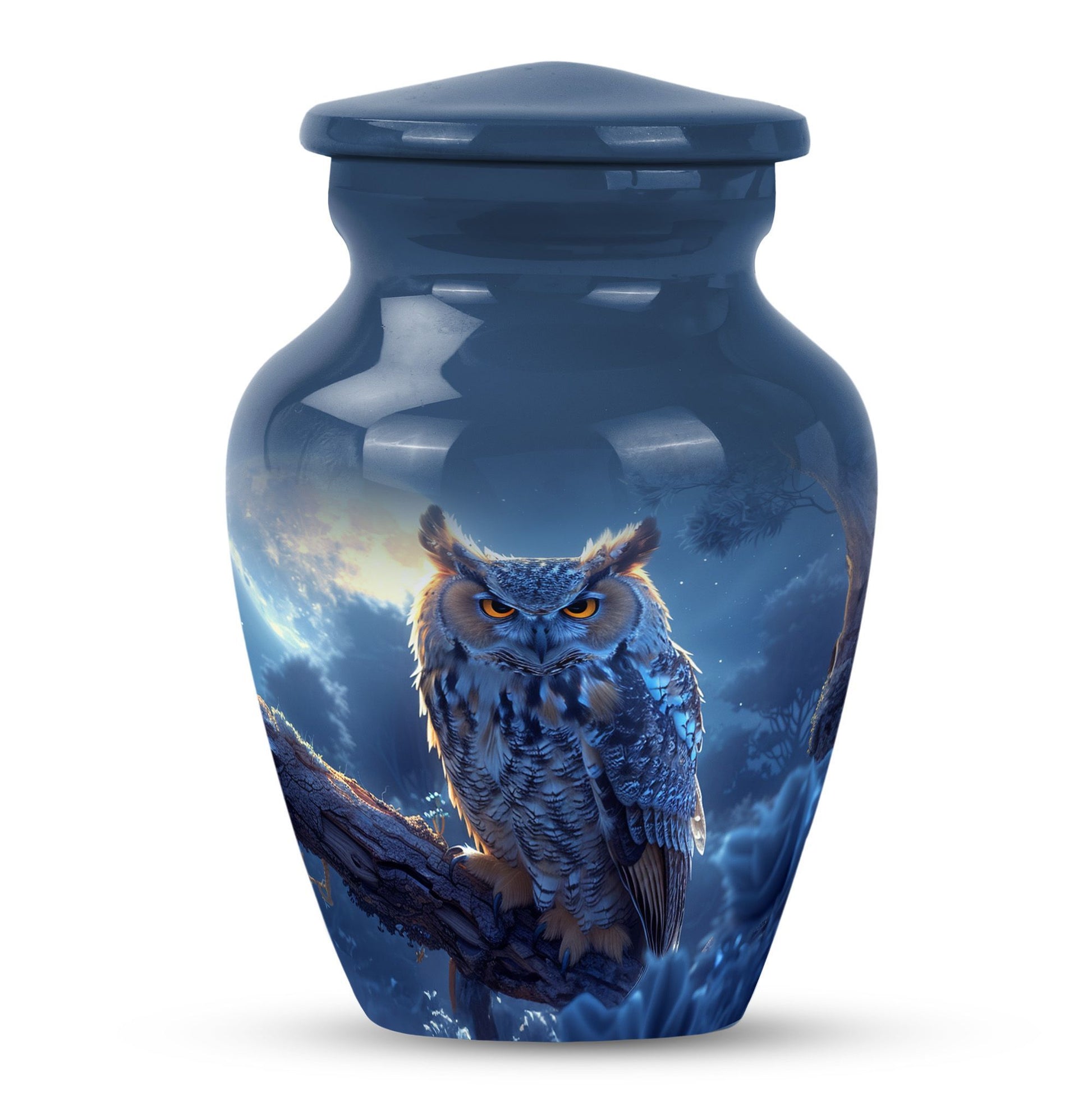 10 inch classic owl urn made of aluminium,.