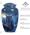 10 inch classic owl urn made of aluminium,.