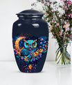 Classic 10-inch owl urn made of aluminium.