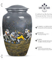 Classic 10-inch large aluminum football urn for burial ashes, includes velvet pouch