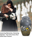 Classic 10-inch large aluminum football urn for burial ashes, includes velvet pouch