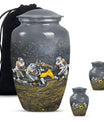 Classic 10-inch large aluminum football urn for burial ashes, includes velvet pouch