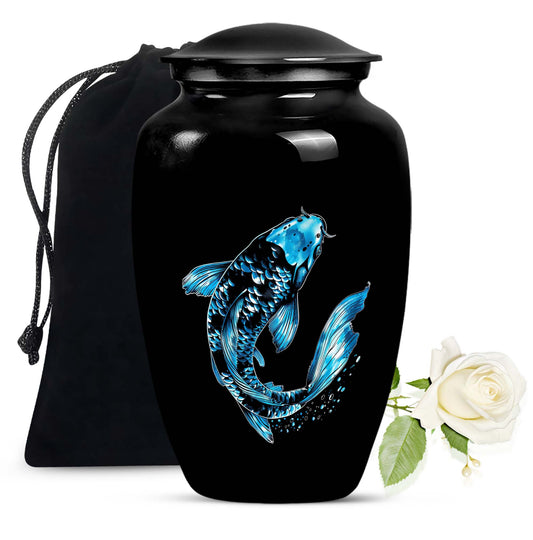 Classic fish urn crafted from aluminium for adult ashes