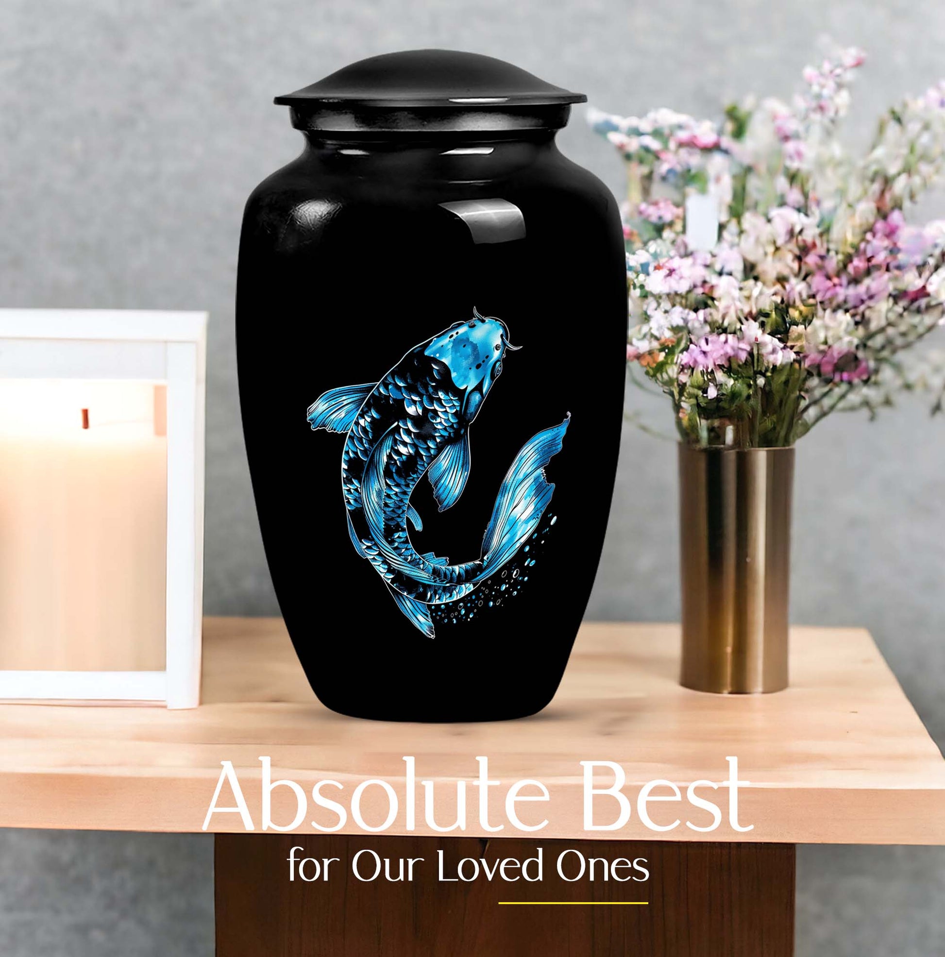 Classic fish urn crafted from aluminium for adult ashes