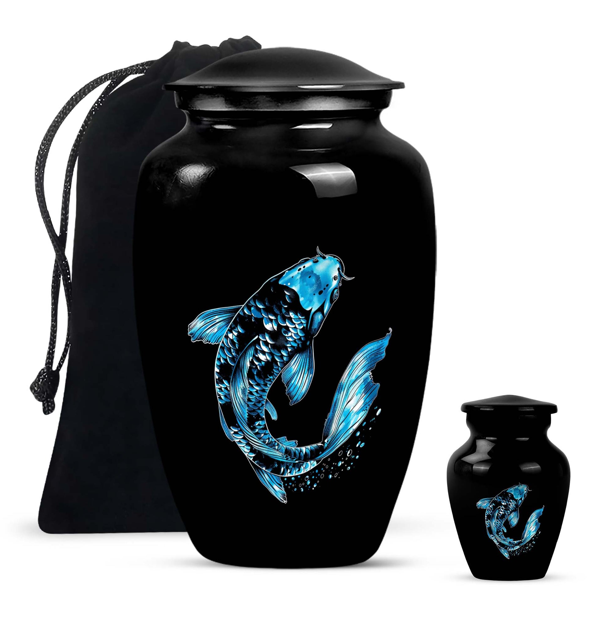 Classic fish urn crafted from aluminium for adult ashes