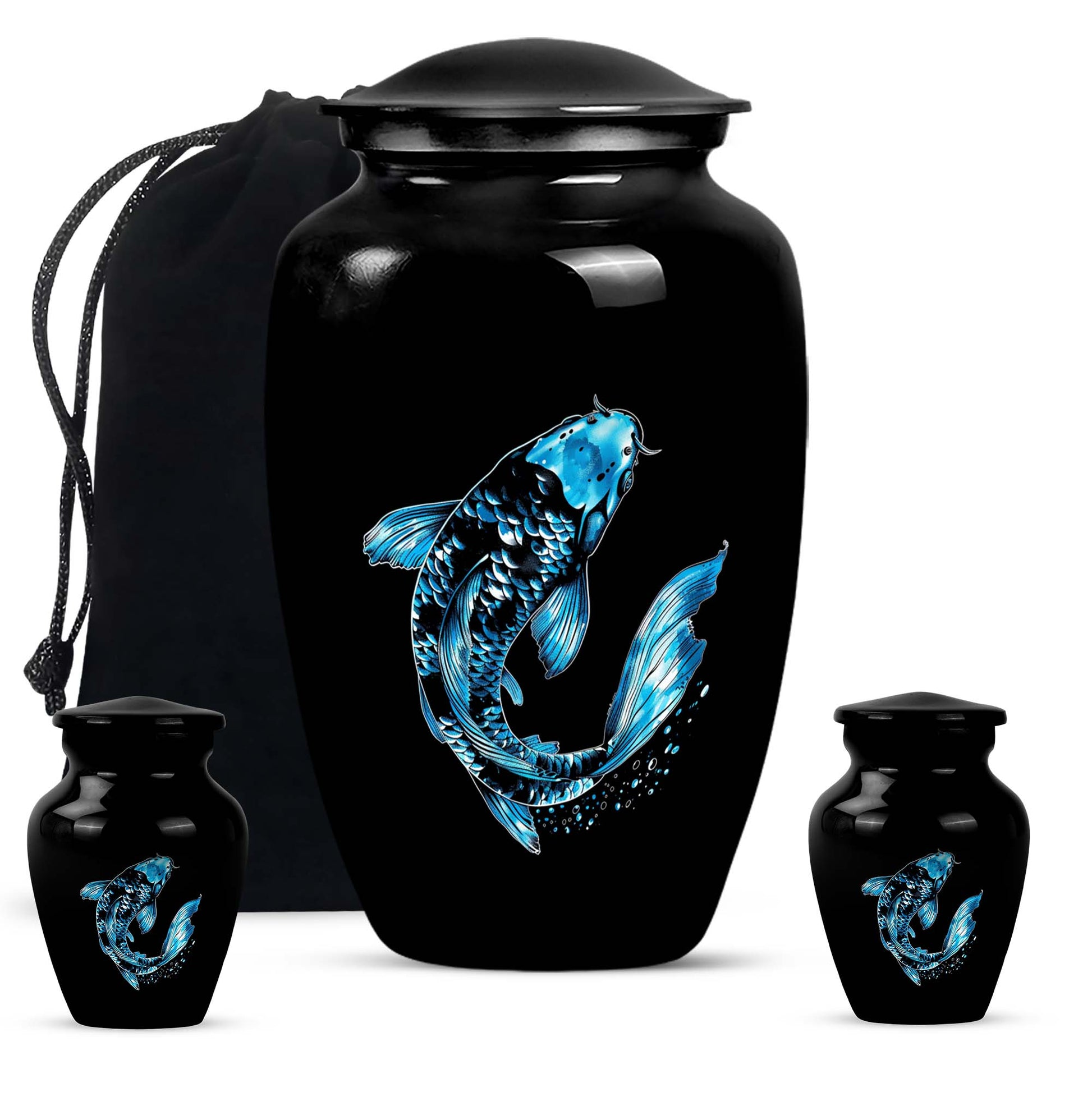 Classic fish urn crafted from aluminium for adult ashes