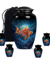 10-inch classic fish urn for dad with abstract design.