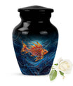 10-inch classic fish urn for dad with abstract design.