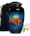 10-inch classic fish urn for dad with abstract design.