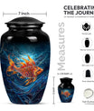 10-inch classic fish urn for dad with abstract design.