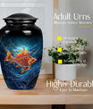 10-inch classic fish urn for dad with abstract design.