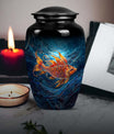 10-inch classic fish urn for dad with abstract design.