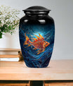 10-inch classic fish urn for dad with abstract design.