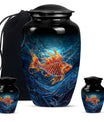 10-inch classic fish urn for dad with abstract design.