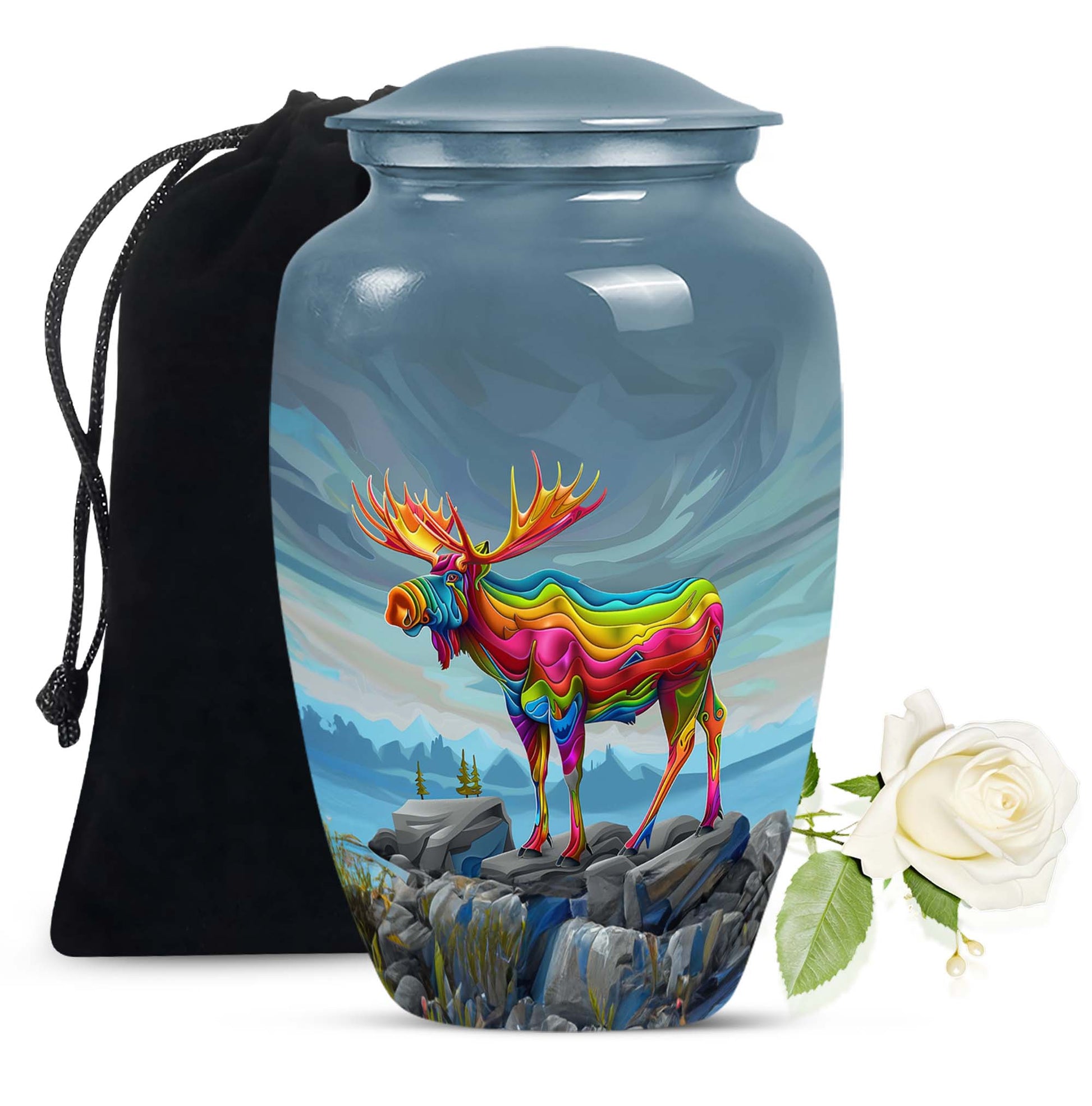 Classic 10-inch moose walking urn.