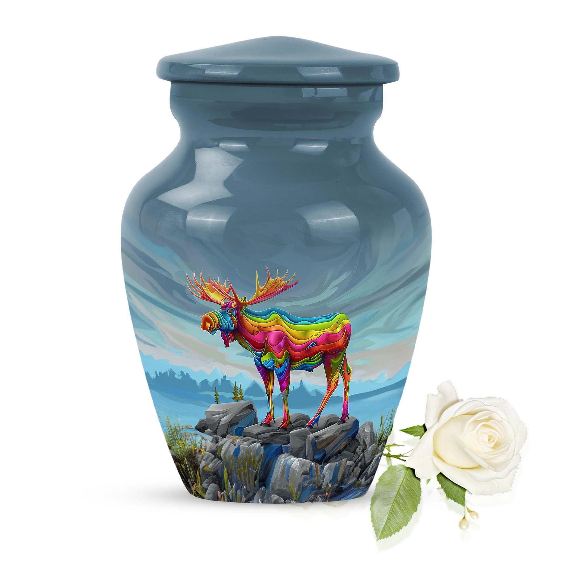 Classic 10-inch moose walking urn.