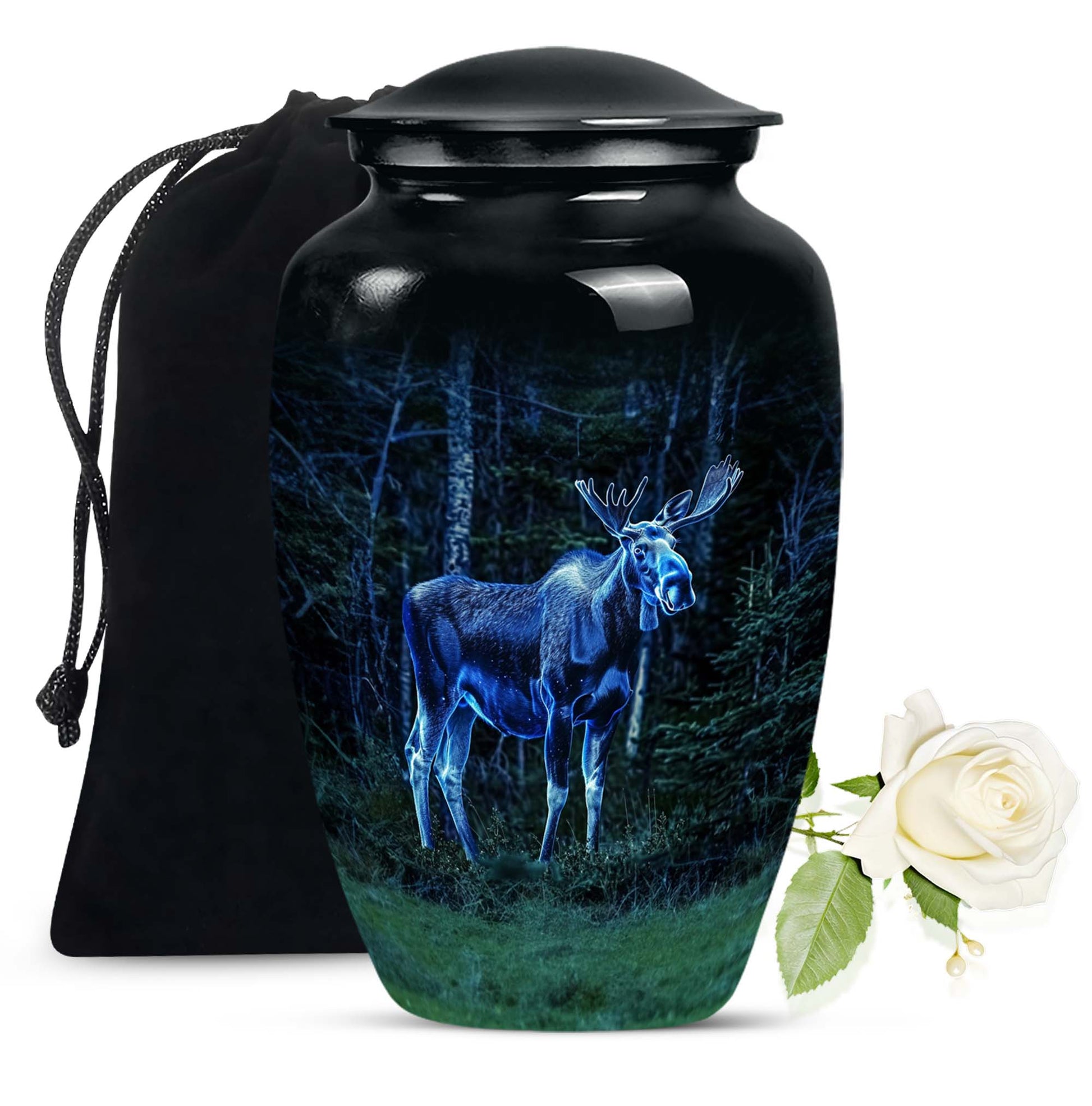 classic moose walking urn in aluminium, for adult funeral burial