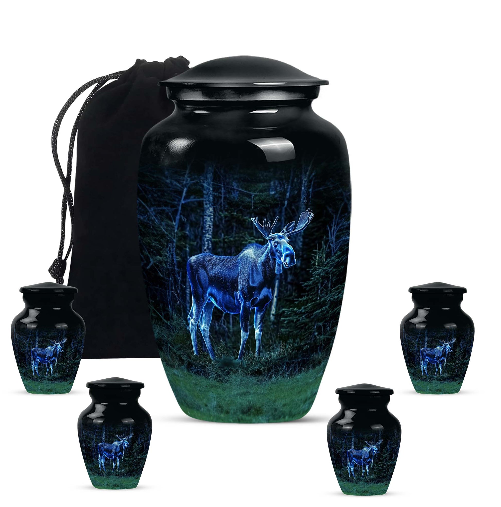 classic moose walking urn in aluminium, for adult funeral burial