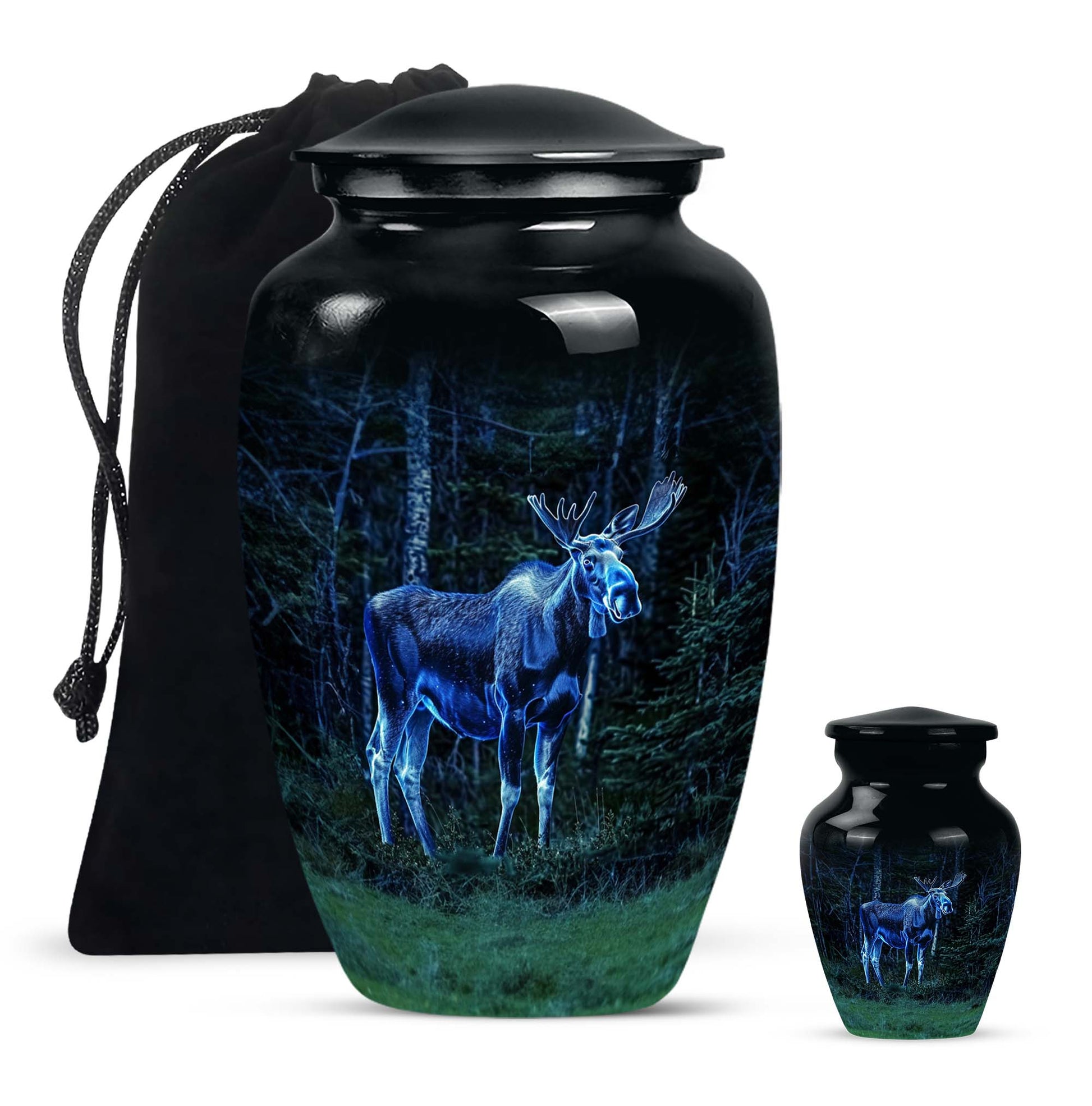 classic moose walking urn in aluminium, for adult funeral burial