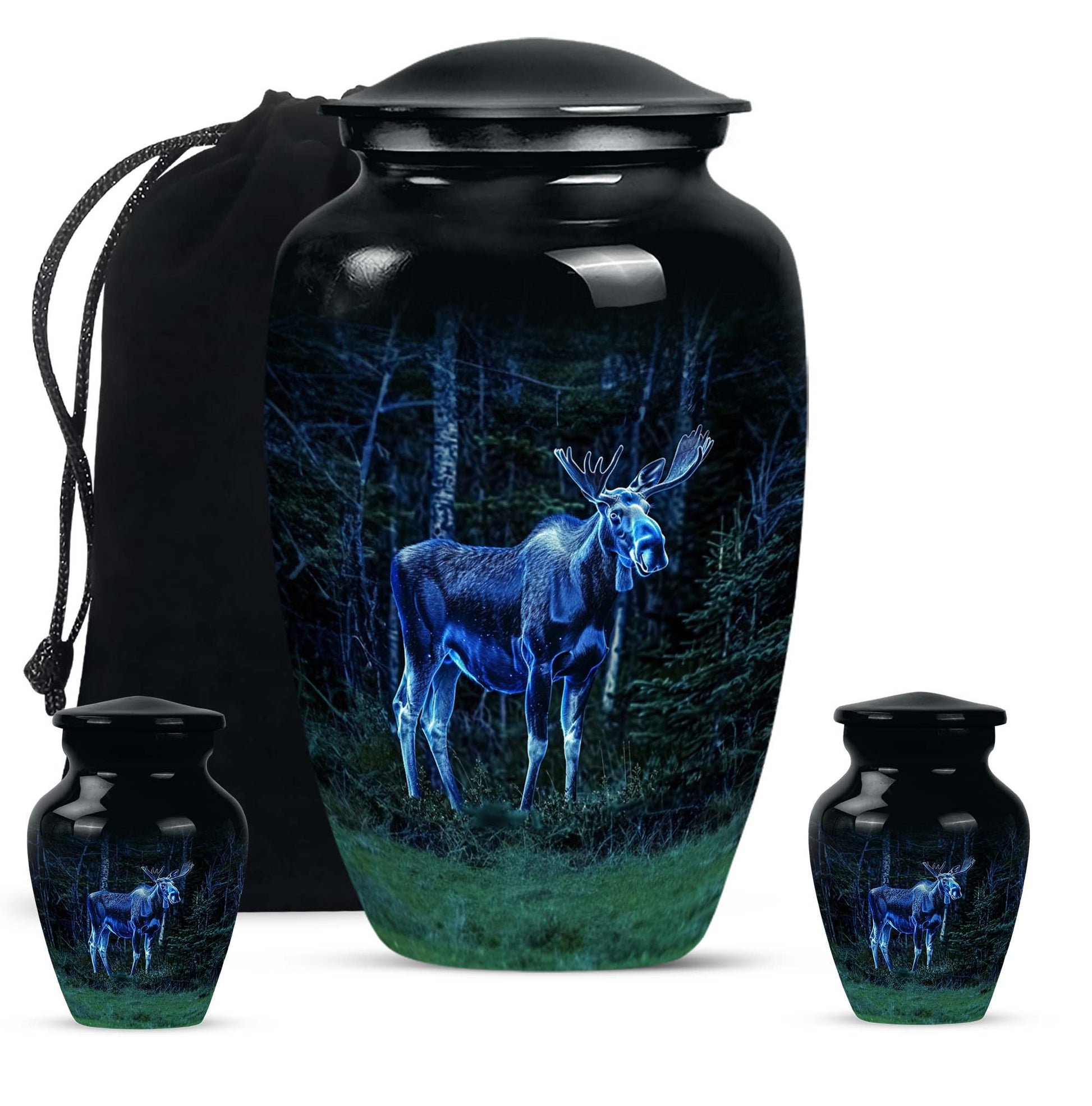 classic moose walking urn in aluminium, for adult funeral burial