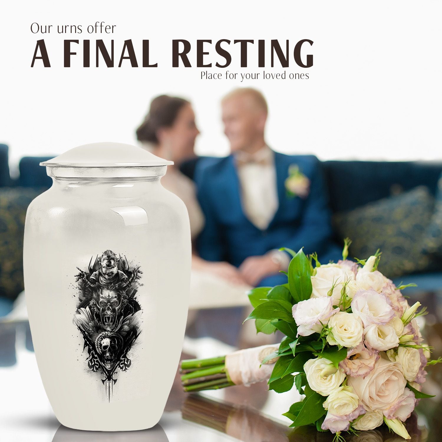 classic catholic urn for cremation.