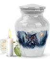  Abstract-themed, classic aluminium owl urn for adult ashes