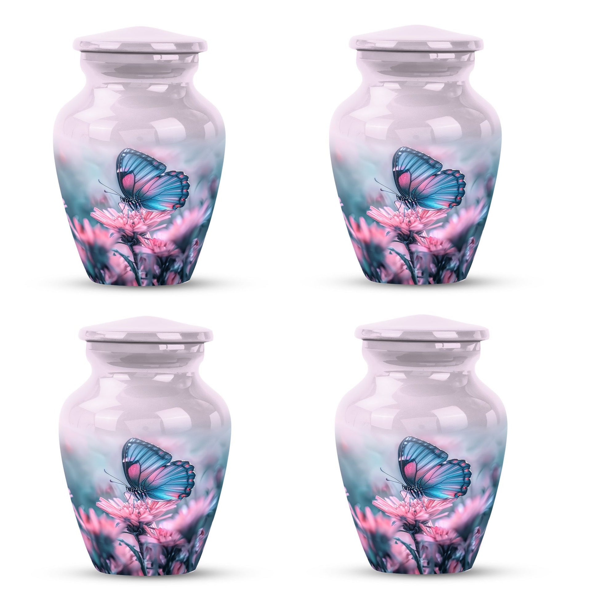 10-inch butterfly urn, classic design, aluminum.