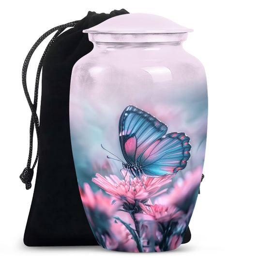 10-inch butterfly urn, classic design, aluminum.