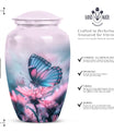 10-inch butterfly urn, classic design, aluminum.