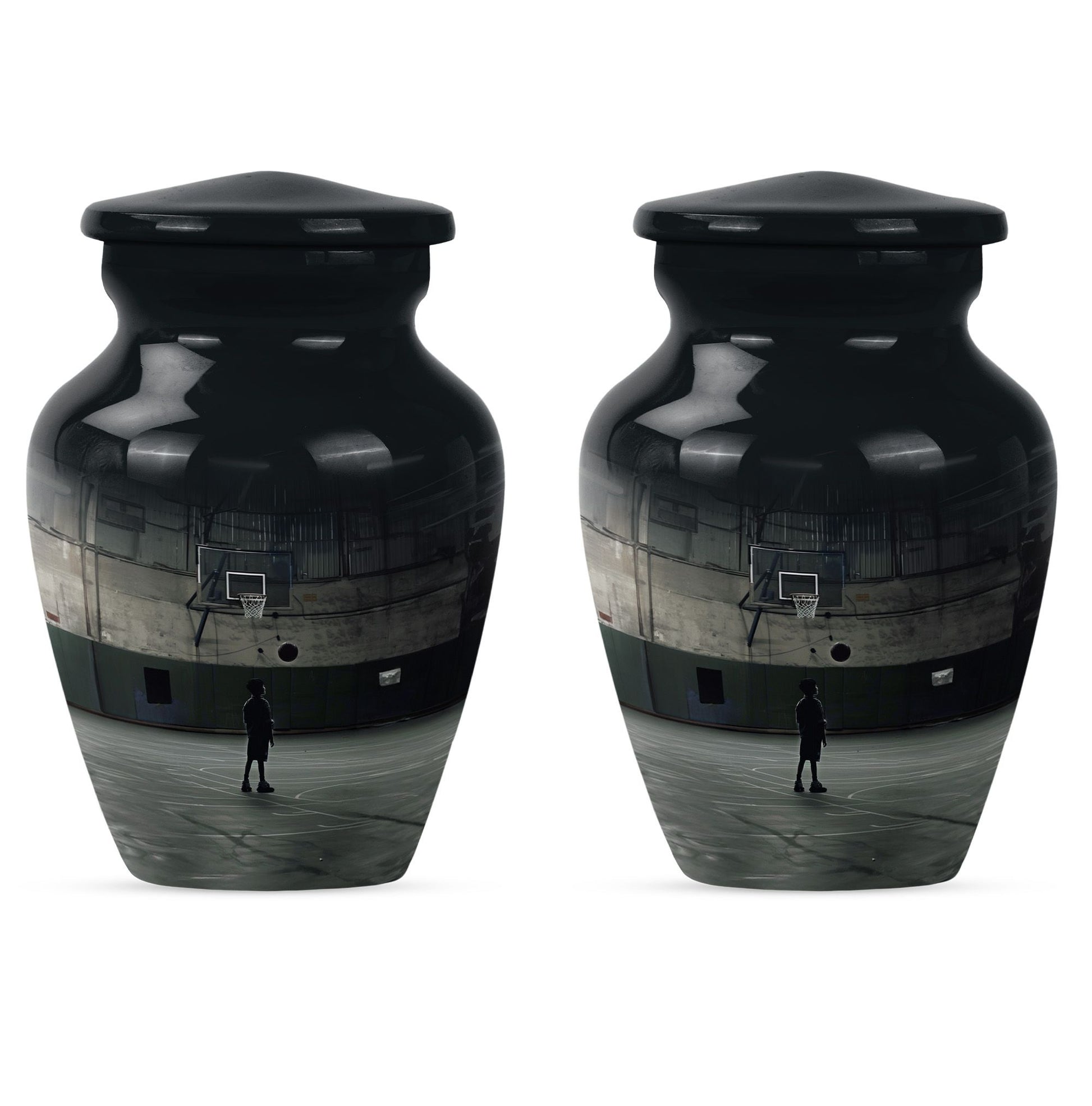 10-inch basketball urn made from aluminium.