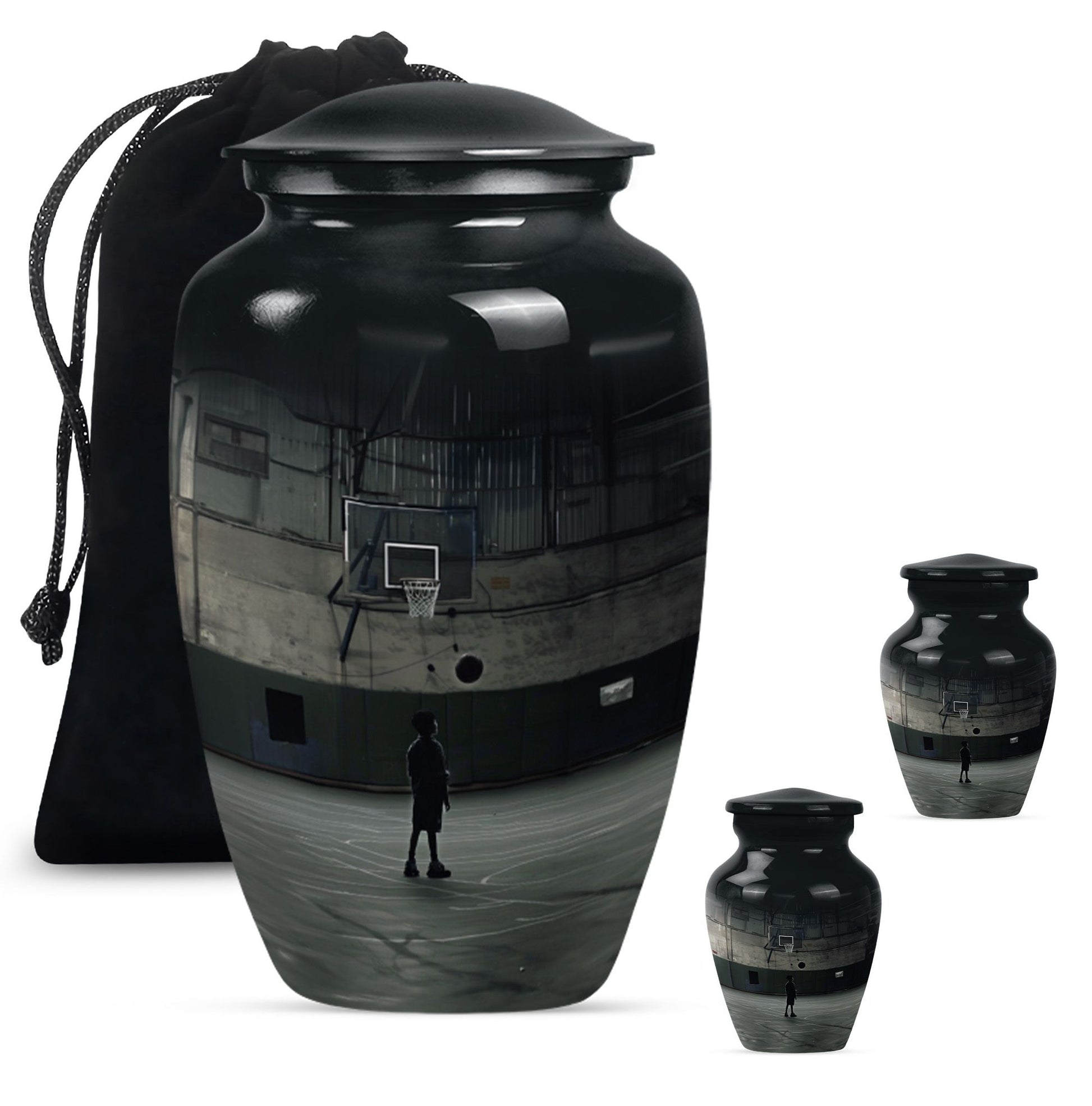 10-inch basketball urn made from aluminium.